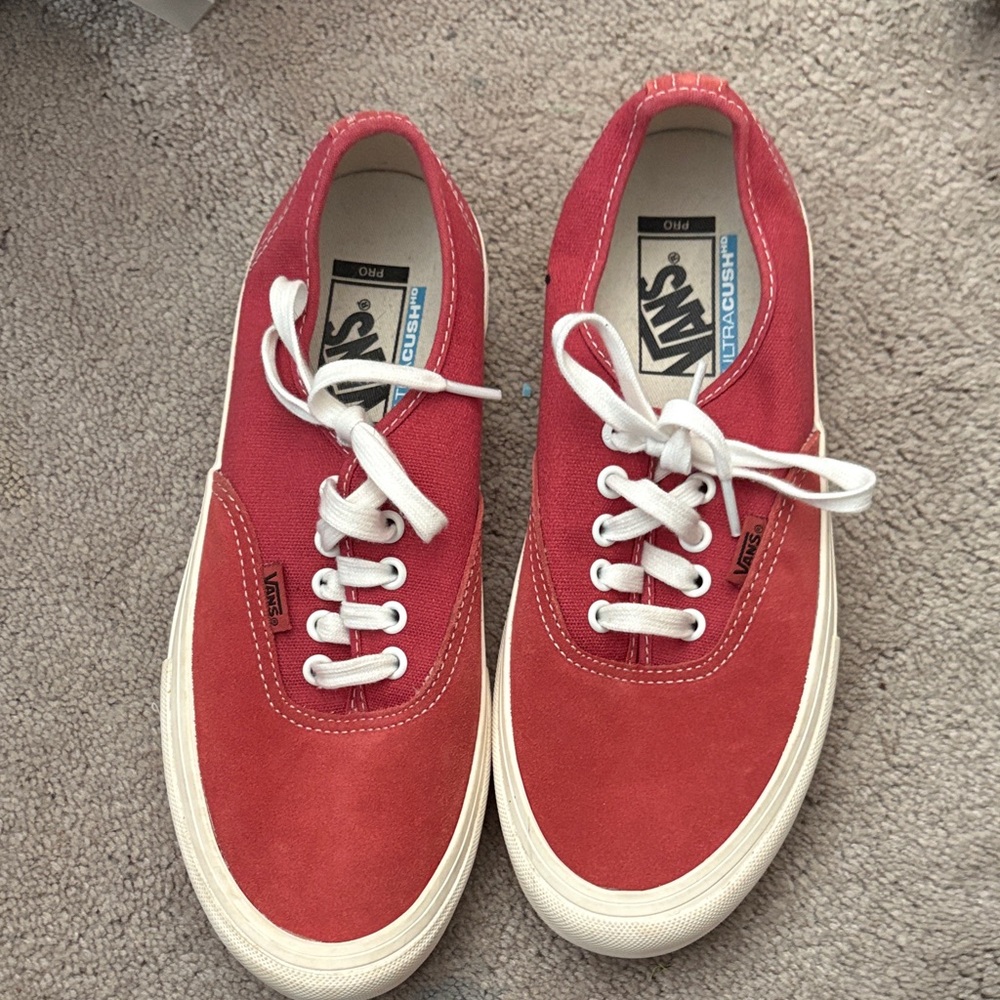 Vans Red and White Canvas Shoes